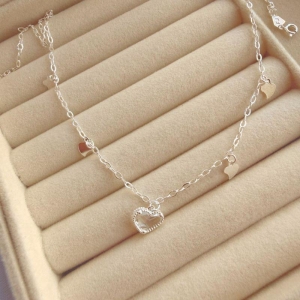 COLAR EM PRATA CORACAO - CRISTAL - CL072606