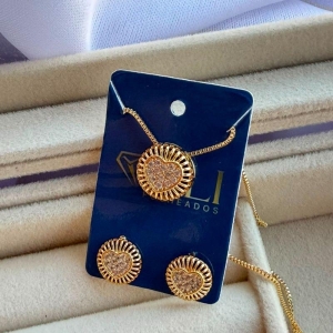 CONJUNTO SEMIJOIA EM OURO - CJ506042