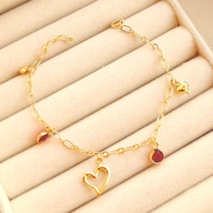 PULSEIRA FEM EM OURO - VERMELHO - PF072603