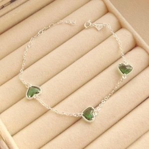 PULSEIRA FEM EM PRATA - VERDE - PF072624