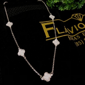 COLAR EM PRATA TREVO PEROLA - CL042554