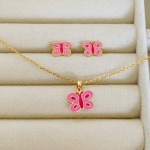 CONJUNTO INFANTIL BORBOLETA EM OURO - CI112504
