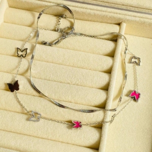 CORRENTE FEMI EM AÇO DUPLA - ROSA - GG032606