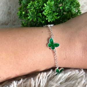 PULSEIRA FEMININA EM PRATA BORBOLETA - PF042510