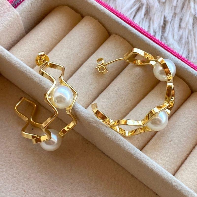 ARGOLA GRANDE CRAVEJADO OURO - AG082501