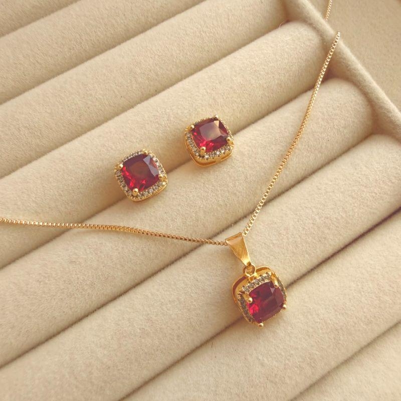 CONJUNTO G EM OURO - VERMELHO - CJ072627