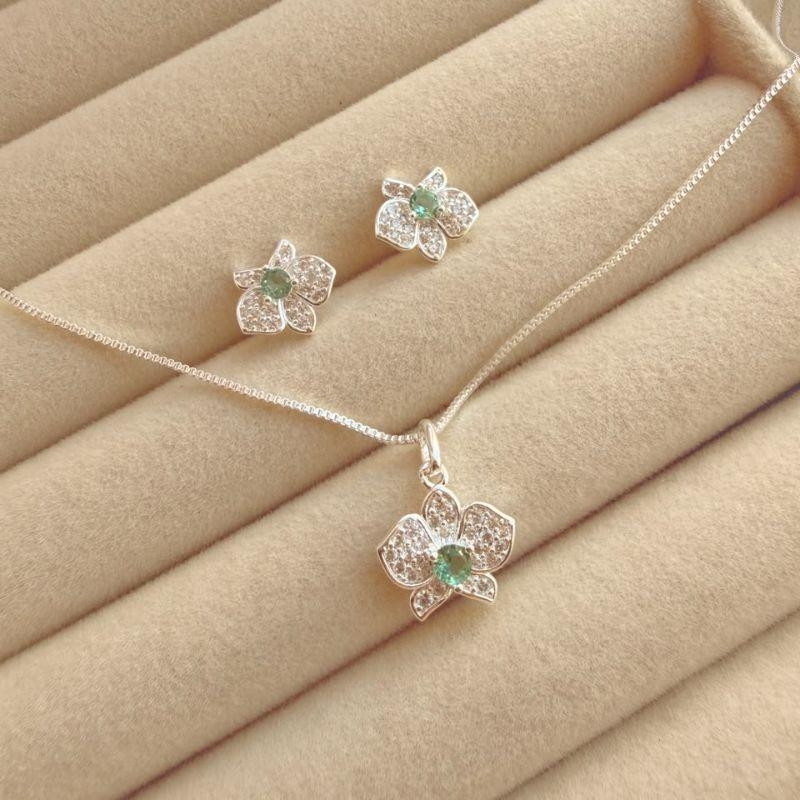 CONJUNTO G EM PRATA - VERDE - CJ072622