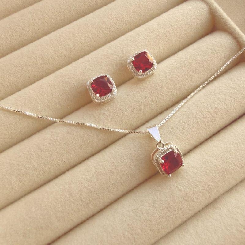 CONJUNTO G EM PRATA - VERMELHO - CJ072628