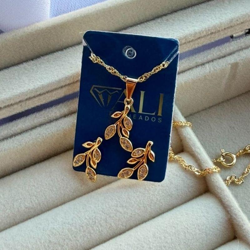 CONJUNTO SEMIJOIA EM OURO - CJ506025