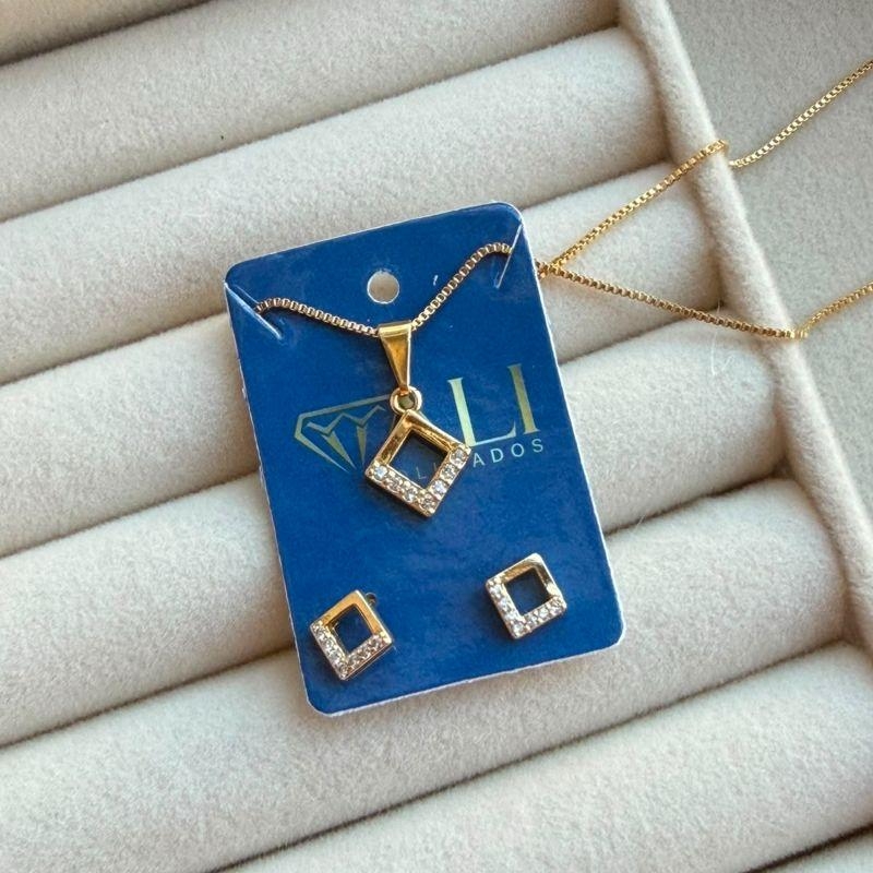 CONJUNTO SEMIJOIA EM OURO - CJ506027