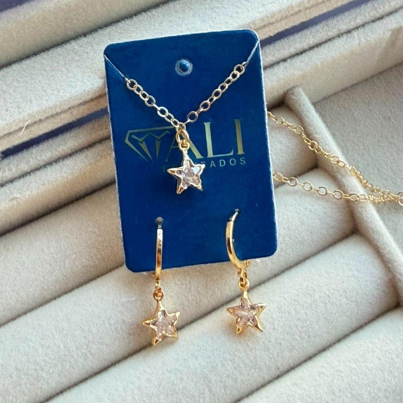 CONJUNTO SEMIJOIA EM OURO - CJ506040