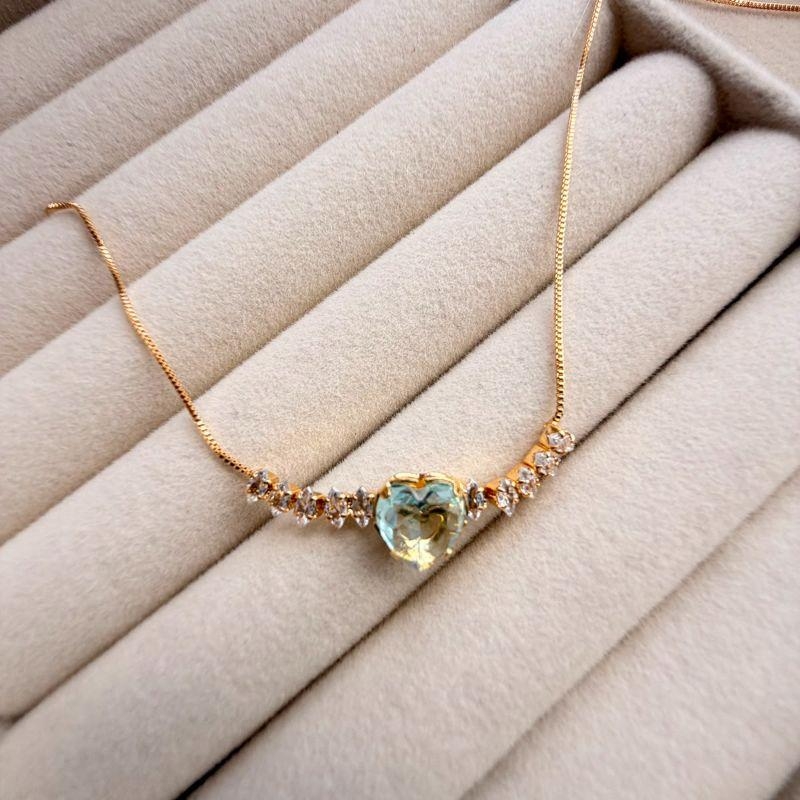 GARGANTILHA EM OURO - VERDE CLARO - GG072623