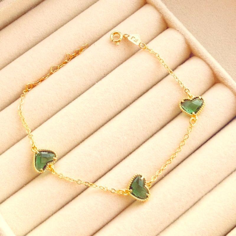 PULSEIRA FEM EM OURO - VERDE - PF072623