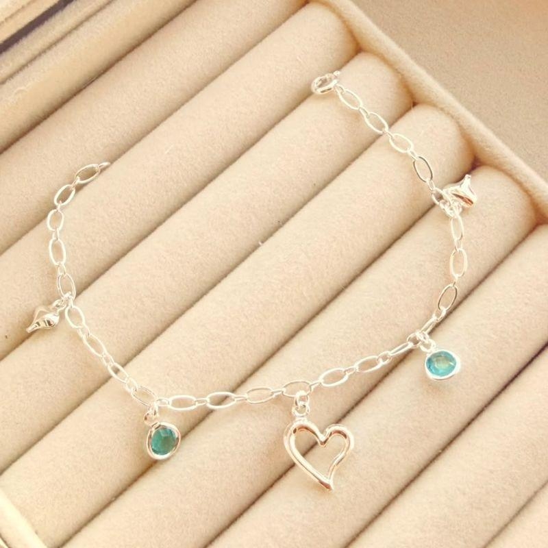 PULSEIRA FEM EM PRATA - AZUL - PF072604
