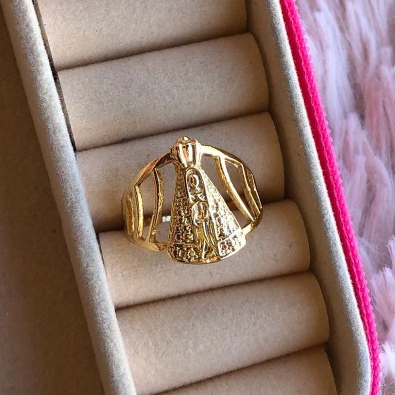 ANEL EM OURO NOSSA SENHORA APARECIDA Nº 22 - AN092504