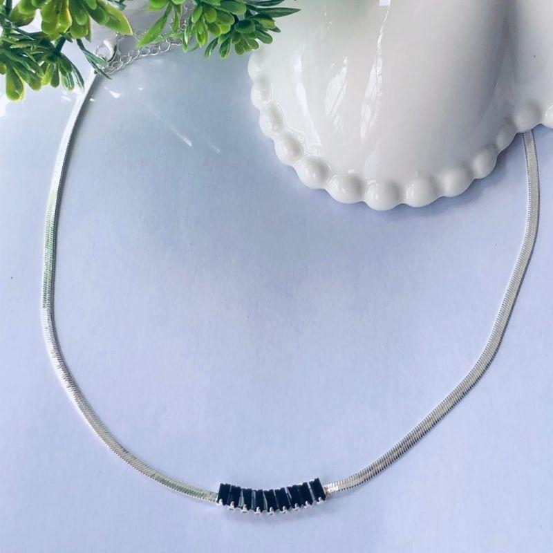 CHOKER EM PRATA FITA - CK092506