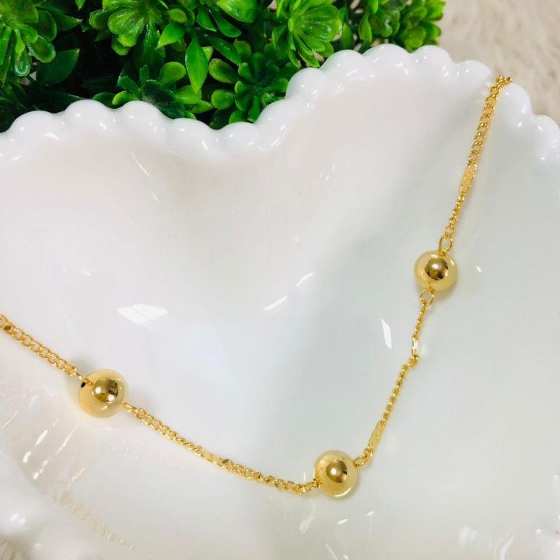 COLAR EM OURO BOLAS - CL092508