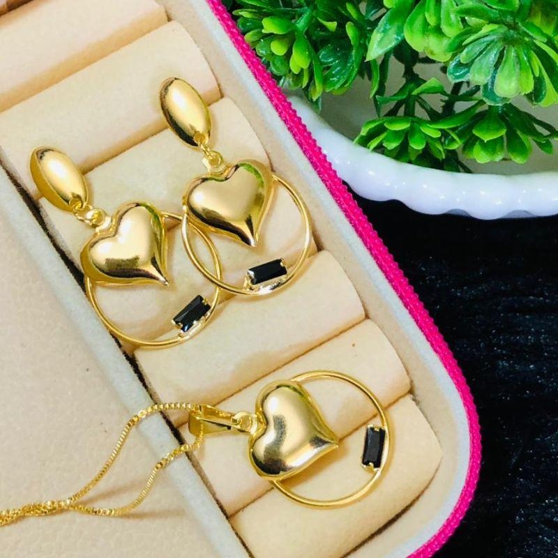 CONJUNTO EM OURO - PRETO - CJ102514