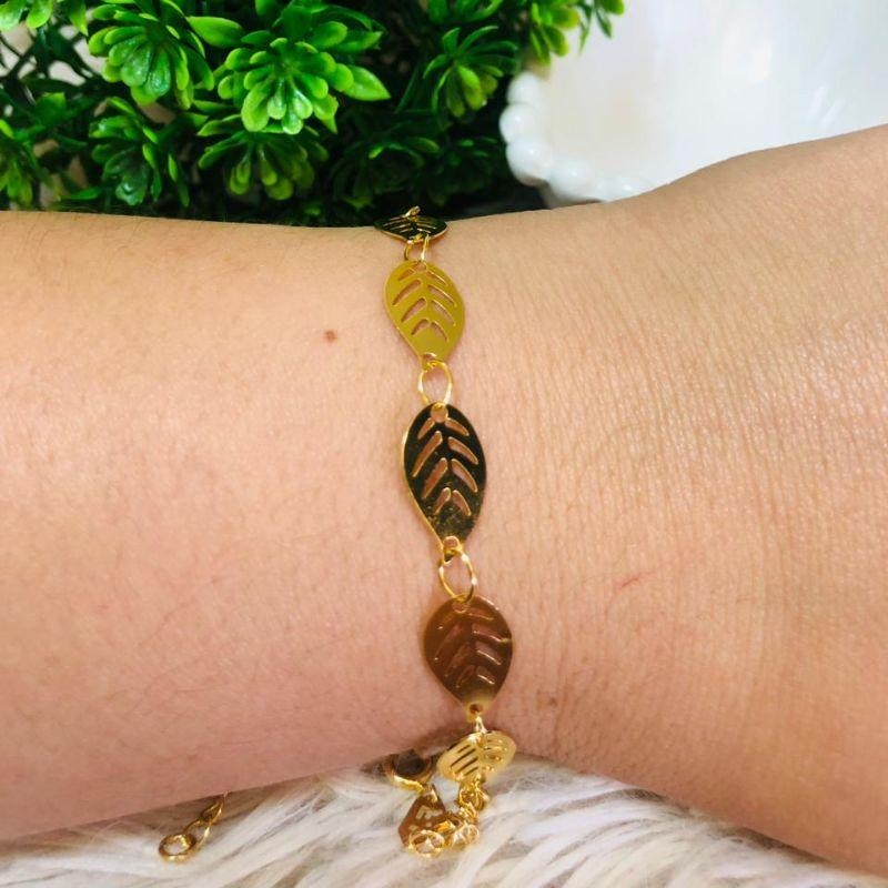 PULSEIRA FEM FOLHA EM OURO - PF102503