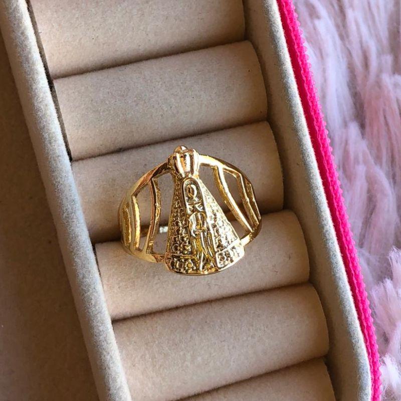 ANEL EM OURO NOSSA SENHORA APARECIDA Nº 24 - AN092504