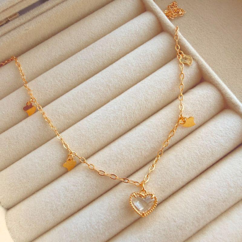 COLAR EM OURO CORACAO - CRISTAL - CL072605