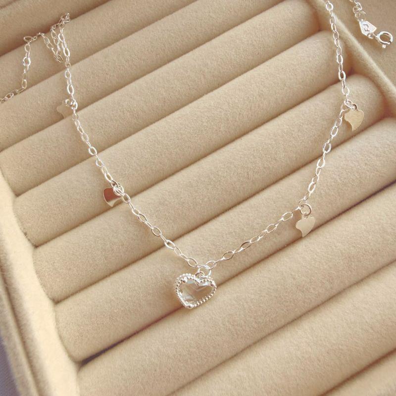 COLAR EM PRATA CORACAO - CRISTAL - CL072606