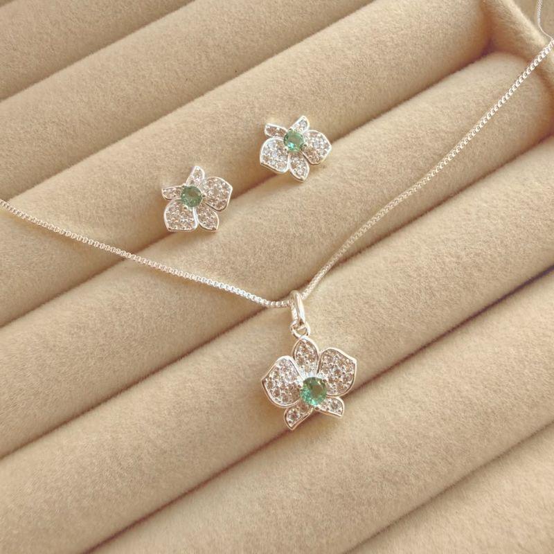 CONJUNTO G EM PRATA - VERDE - CJ072622