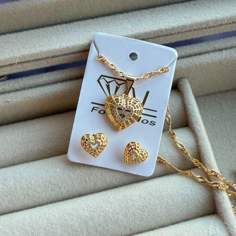 CONJUNTO SEMIJOIA EM OURO - CJ506036