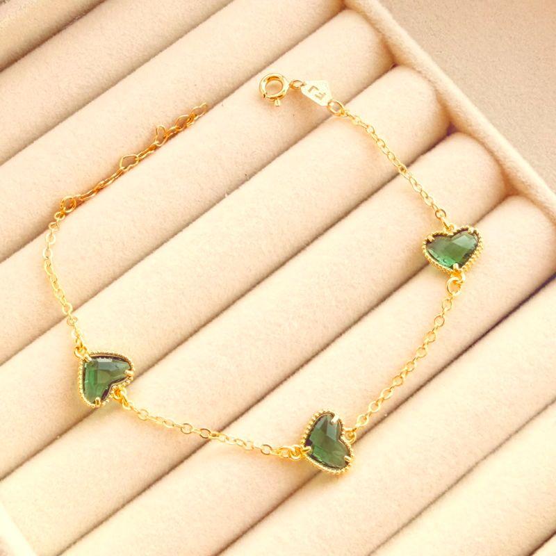 PULSEIRA FEM EM OURO - VERDE - PF072623