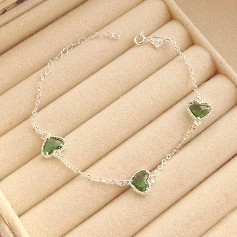 PULSEIRA FEM EM PRATA - VERDE - PF072624