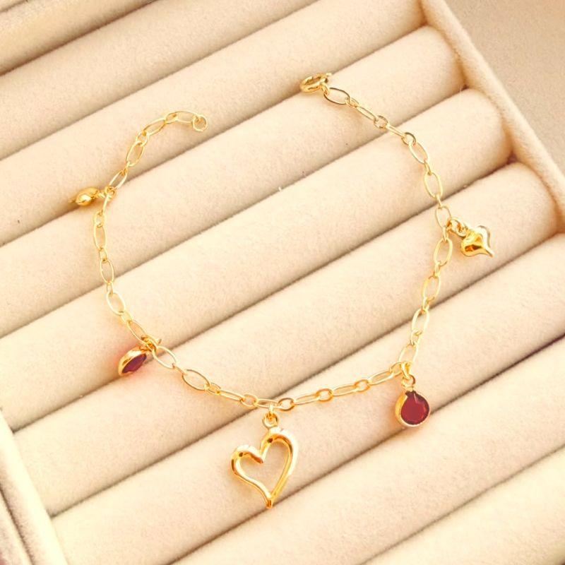 PULSEIRA FEM EM PRATA - VERMELHO - PF072604