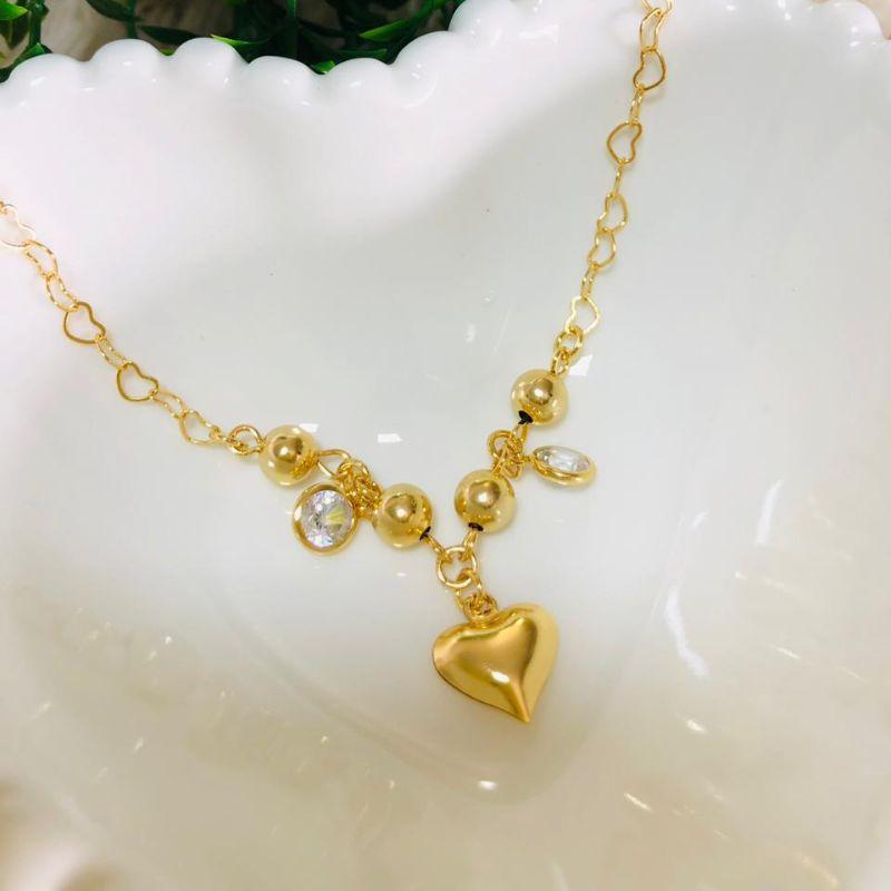 COLAR EM OURO CORAÇÃO - CL092503