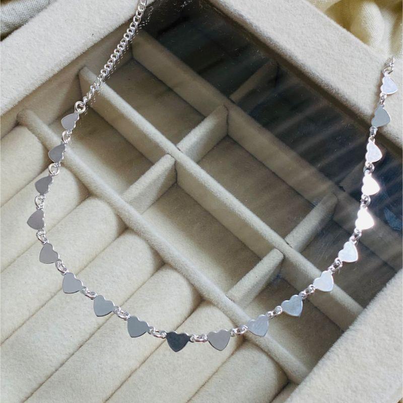 COLAR FEMININO FOLHEADO A PRATA - CL012601