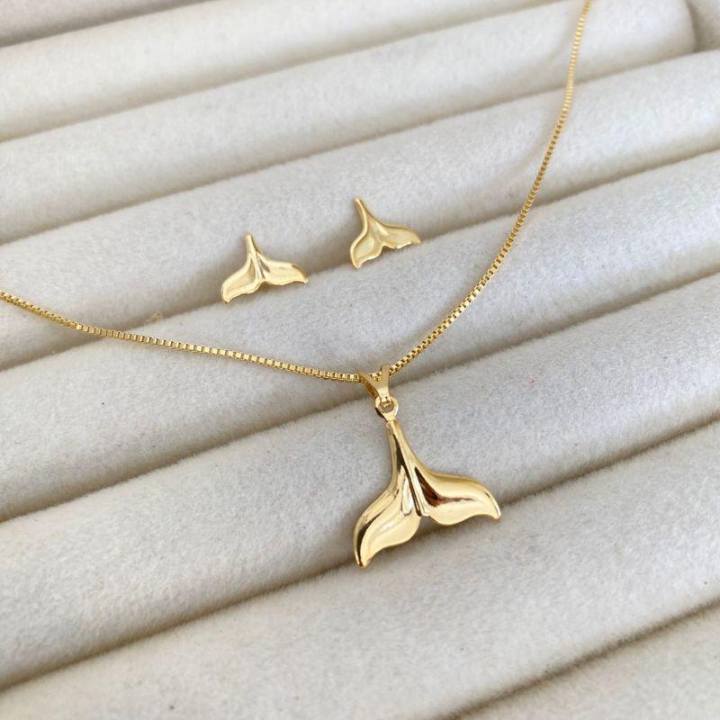 CONJUNTO CAUDA DE SEREIA EM OURO - CJ062603