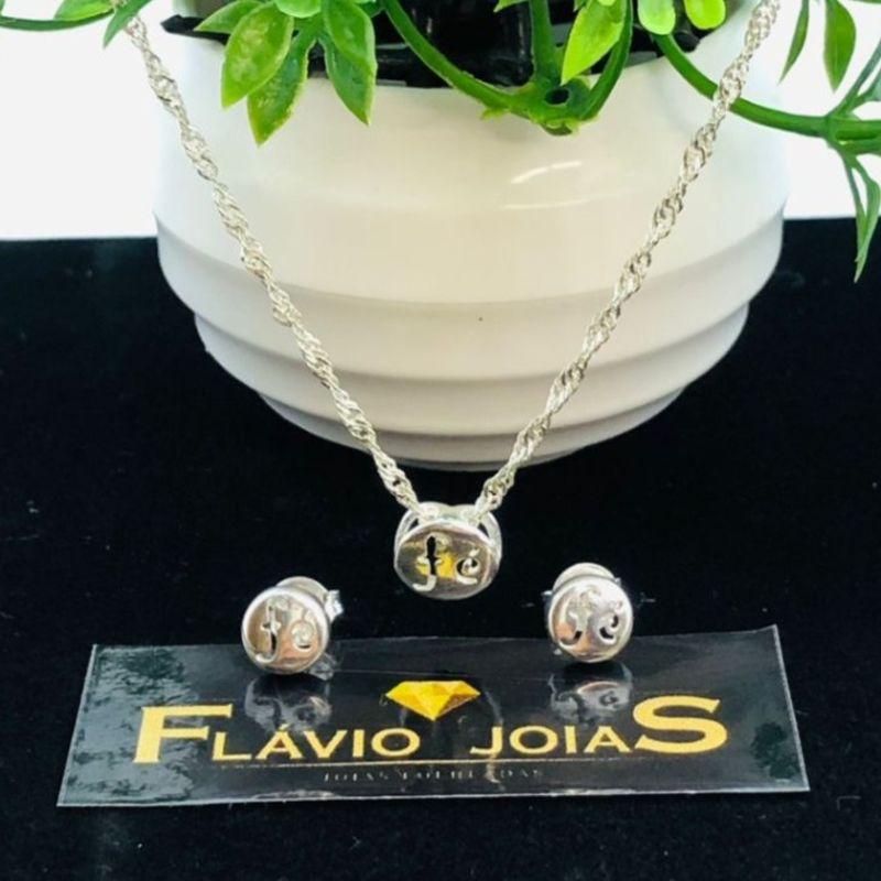 CONJUNTO CORRENTE E BRINCO FÉ - CJ102262